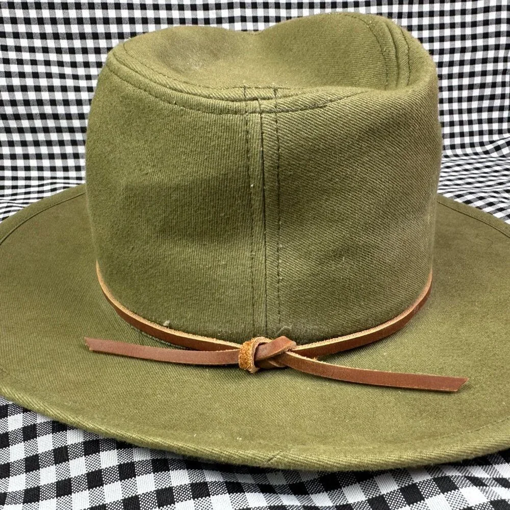 Brixton Wesley Packable Fedora Cotton Olive Green Leather Band Unisex Size Small